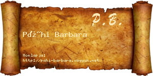Páhi Barbara névjegykártya